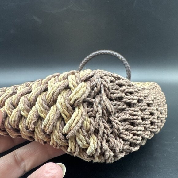 BRIGHTON Handbag Straw Crossbody Shoulder Purse Brown Leather Flower Lined Charm - Picture 5 of 16